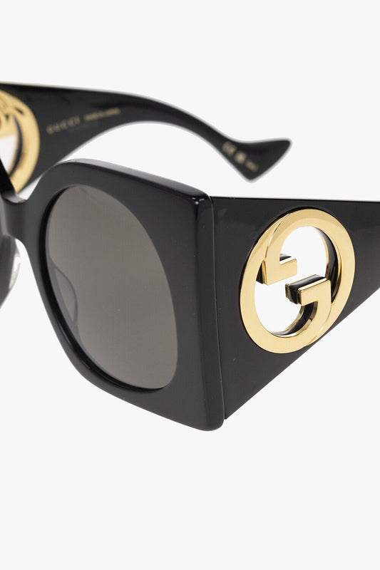 Gucci GG1254S-001-55 SHINY BLACK GOLD / GREY 55-22-140 GUCCI SUNGLASSES